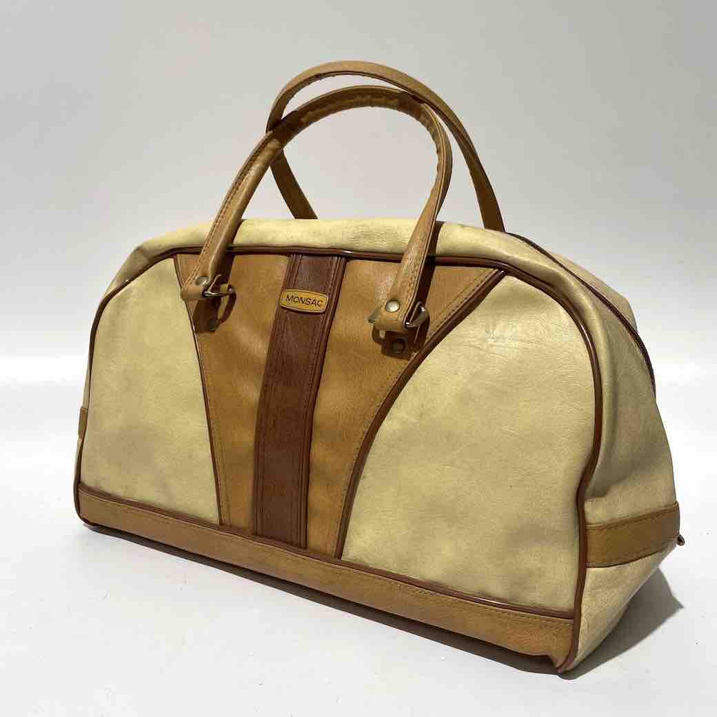 BAG, Retro Cream Tan Vinyl Monsac